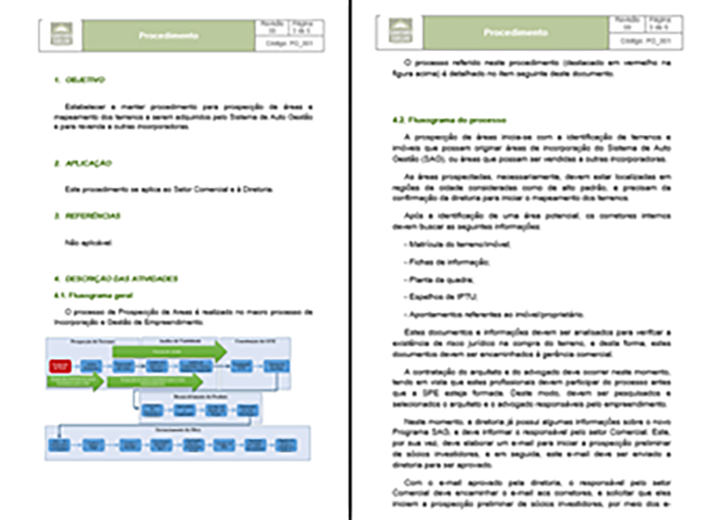 Procedimento operacional de prospecção de área